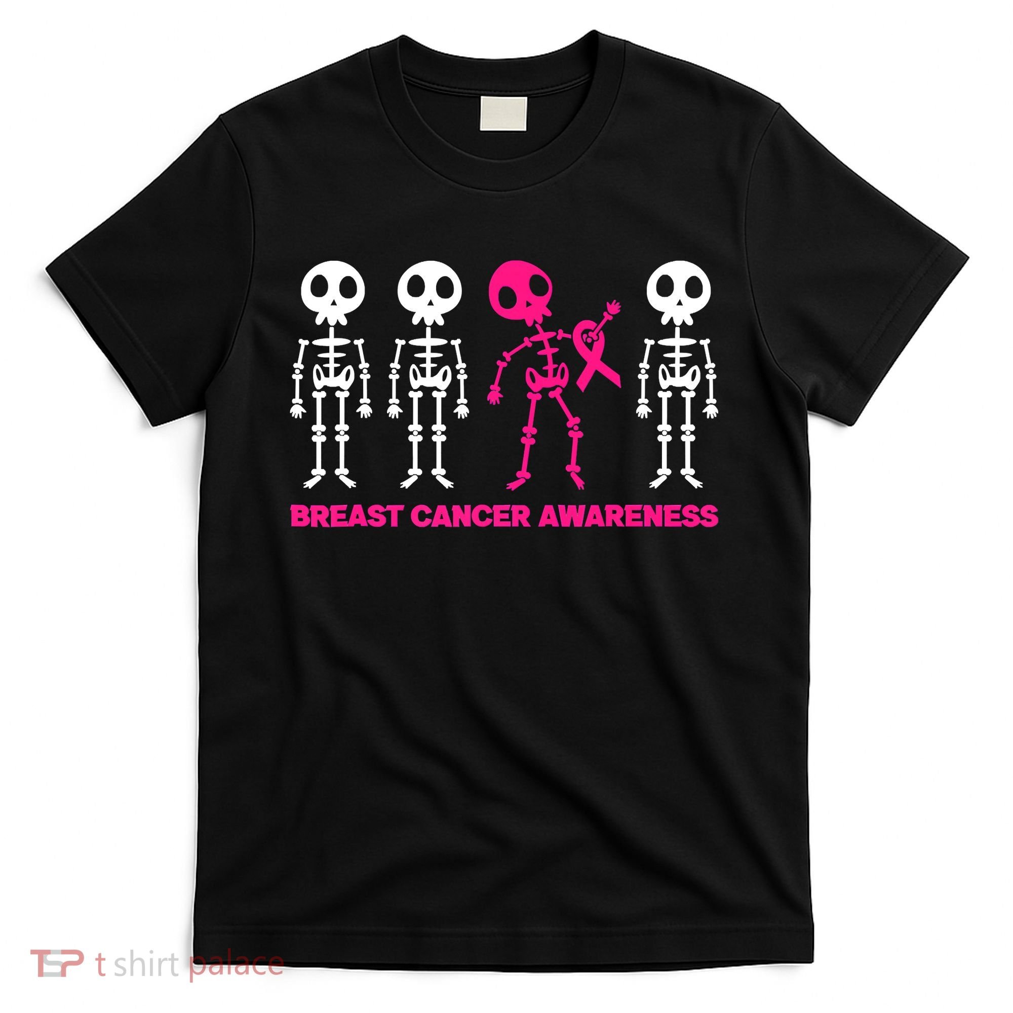 Skeleton Pink Ribbon Breast Cancer Awareness Halloween Boys T-Shirt