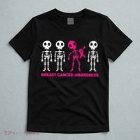 Skeleton Pink Ribbon Breast Cancer Awareness Halloween Boys T-Shirt thumb 5