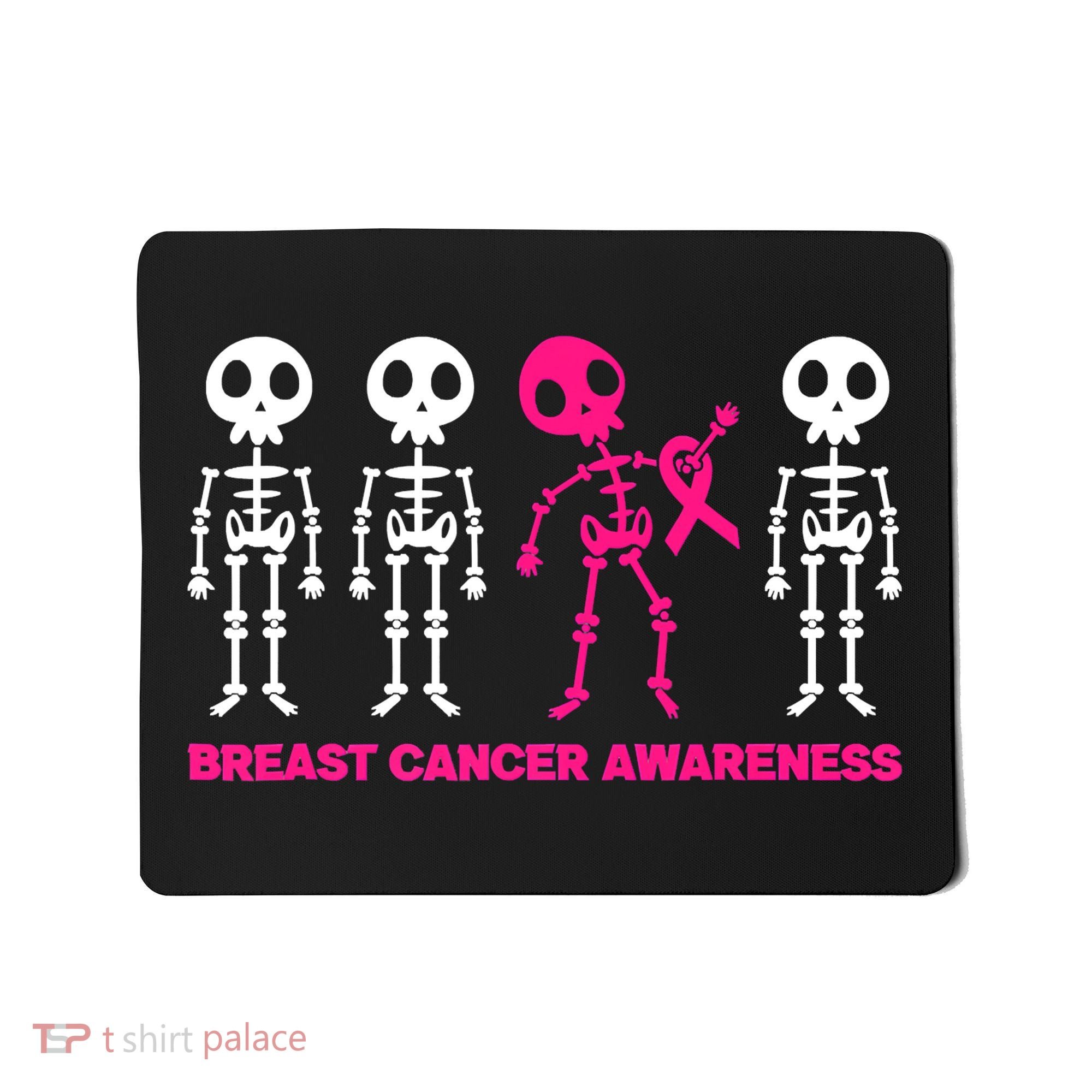 Skeleton Pink Ribbon Breast Cancer Awareness Halloween Boys Mousepad