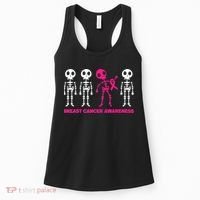 Skeleton Pink Ribbon Breast Cancer Awareness Halloween Boys Women's Tank Top thumb 0