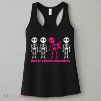 Skeleton Pink Ribbon Breast Cancer Awareness Halloween Boys Women's Tank Top thumb 3