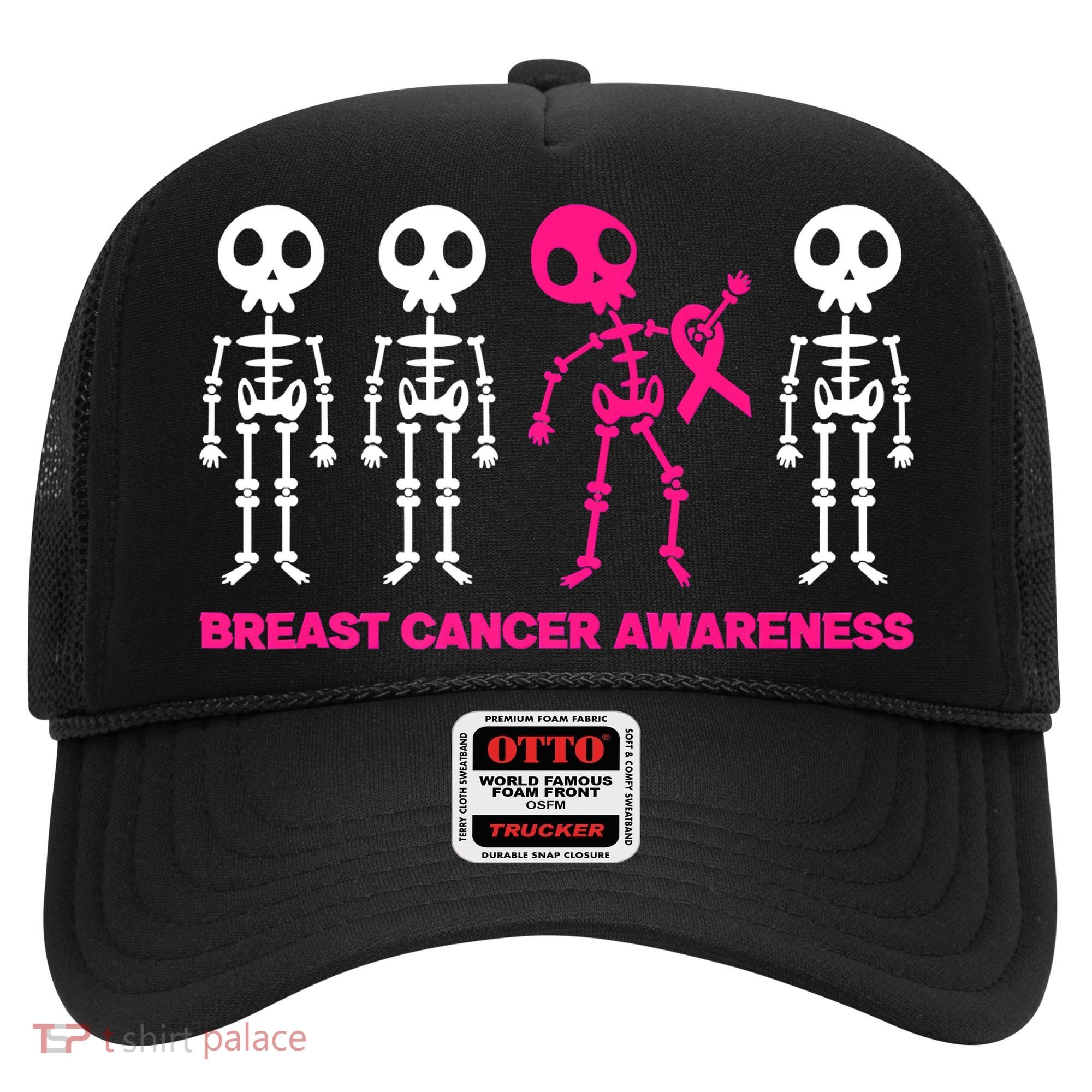 Skeleton Pink Ribbon Breast Cancer Awareness Halloween Boys Hat