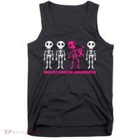 Skeleton Pink Ribbon Breast Cancer Awareness Halloween Boys Tank Top thumb 0