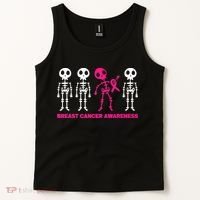 Skeleton Pink Ribbon Breast Cancer Awareness Halloween Boys Tank Top thumb 2