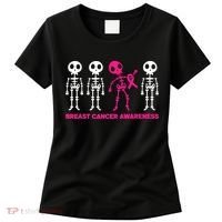 Skeleton Pink Ribbon Breast Cancer Awareness Halloween Boys Women's T-Shirt thumb 0