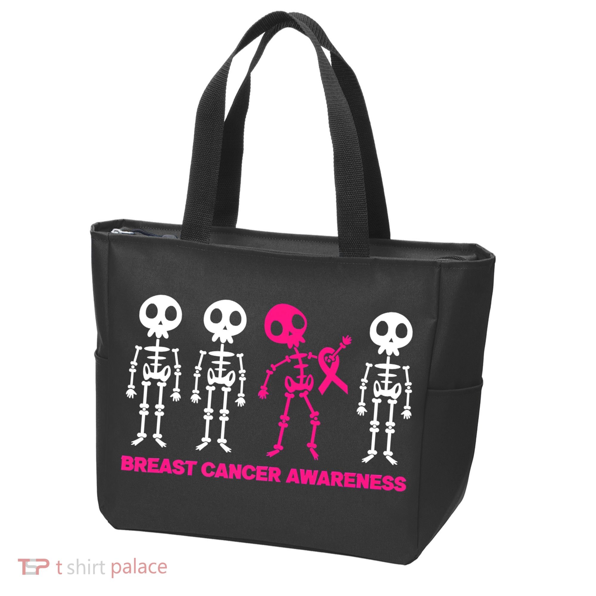 Skeleton Pink Ribbon Breast Cancer Awareness Halloween Boys Tote Bag