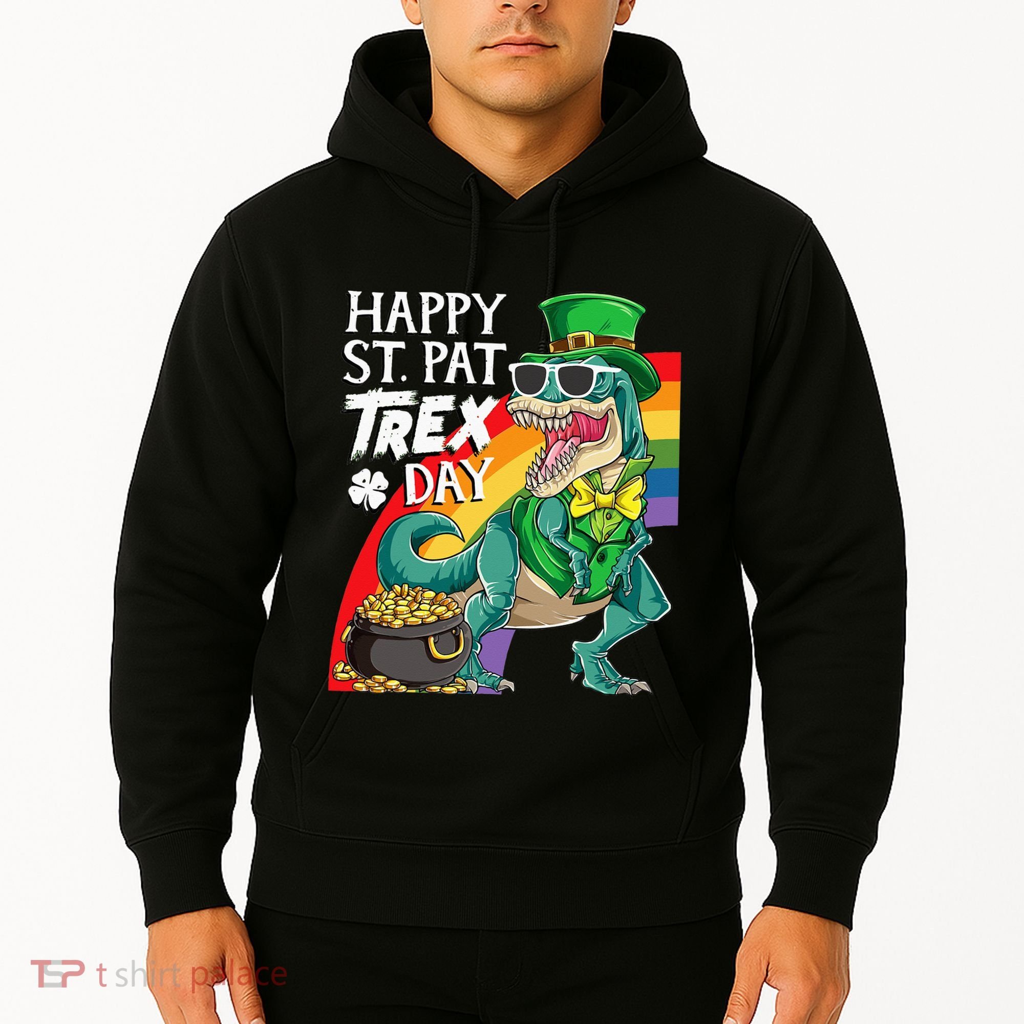 St Pat Rex Day Dinosaur St Patricks Day Hoodie