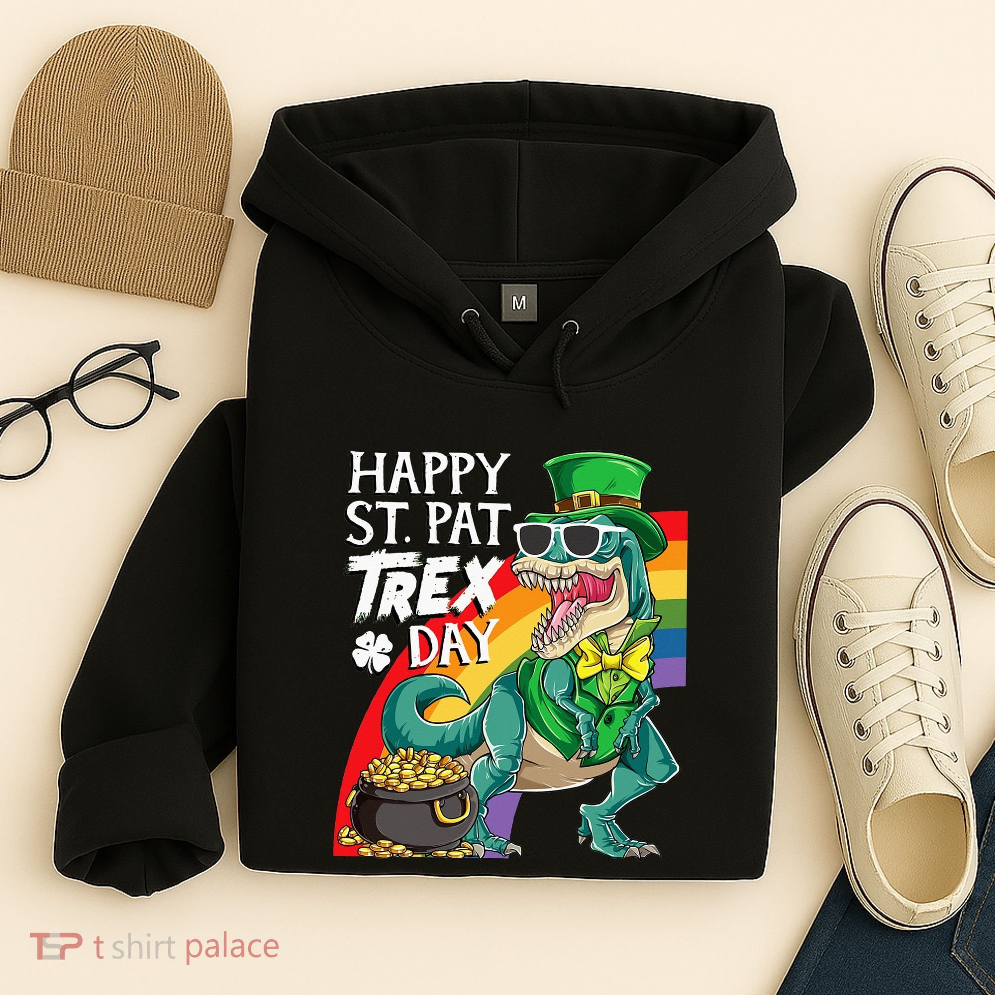 St Pat Rex Day Dinosaur St Patricks Day Hoodie