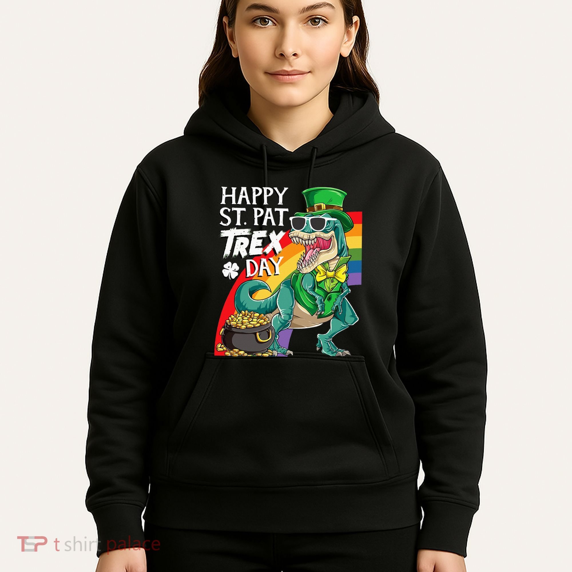 St Pat Rex Day Dinosaur St Patricks Day Hoodie