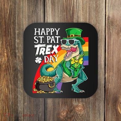 St Pat Rex Day Dinosaur St Patricks Day Coaster