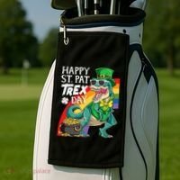 St Pat Rex Day Dinosaur St Patricks Day Golf Towel thumb 2
