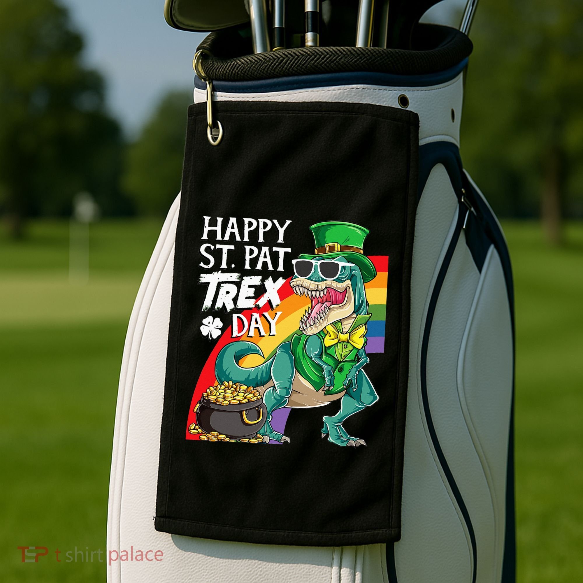 St Pat Rex Day Dinosaur St Patricks Day Golf Towel