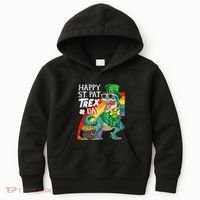 St Pat Rex Day Dinosaur St Patricks Day Kids Hoodie thumb 0