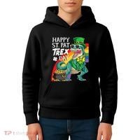 St Pat Rex Day Dinosaur St Patricks Day Kids Hoodie thumb 4
