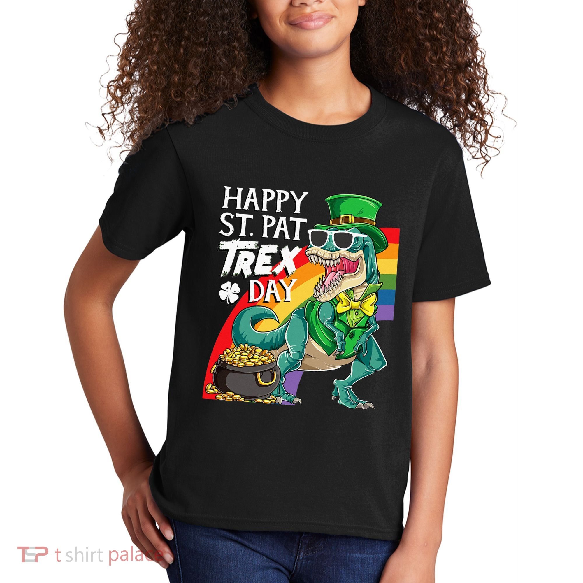 St Pat Rex Day Dinosaur St Patricks Day Kids T-Shirt