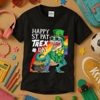 St Pat Rex Day Dinosaur St Patricks Day Kids T-Shirt thumb 3