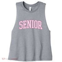 Senior Pink Retro Graduation Women's Racerback Cropped Tank thumb 0