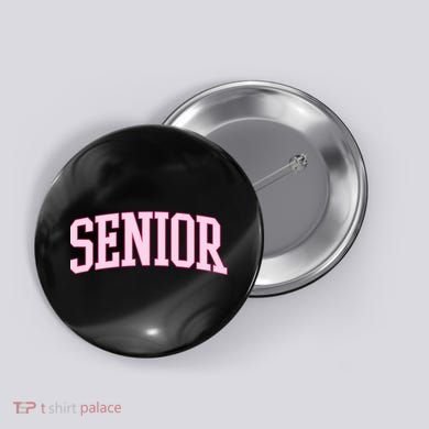 Senior Pink Retro Graduation Button