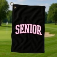 Senior Pink Retro Graduation Golf Towel thumb 1