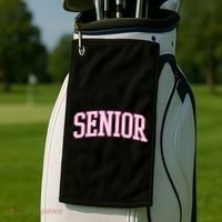 Senior Pink Retro Graduation Golf Towel thumb 2