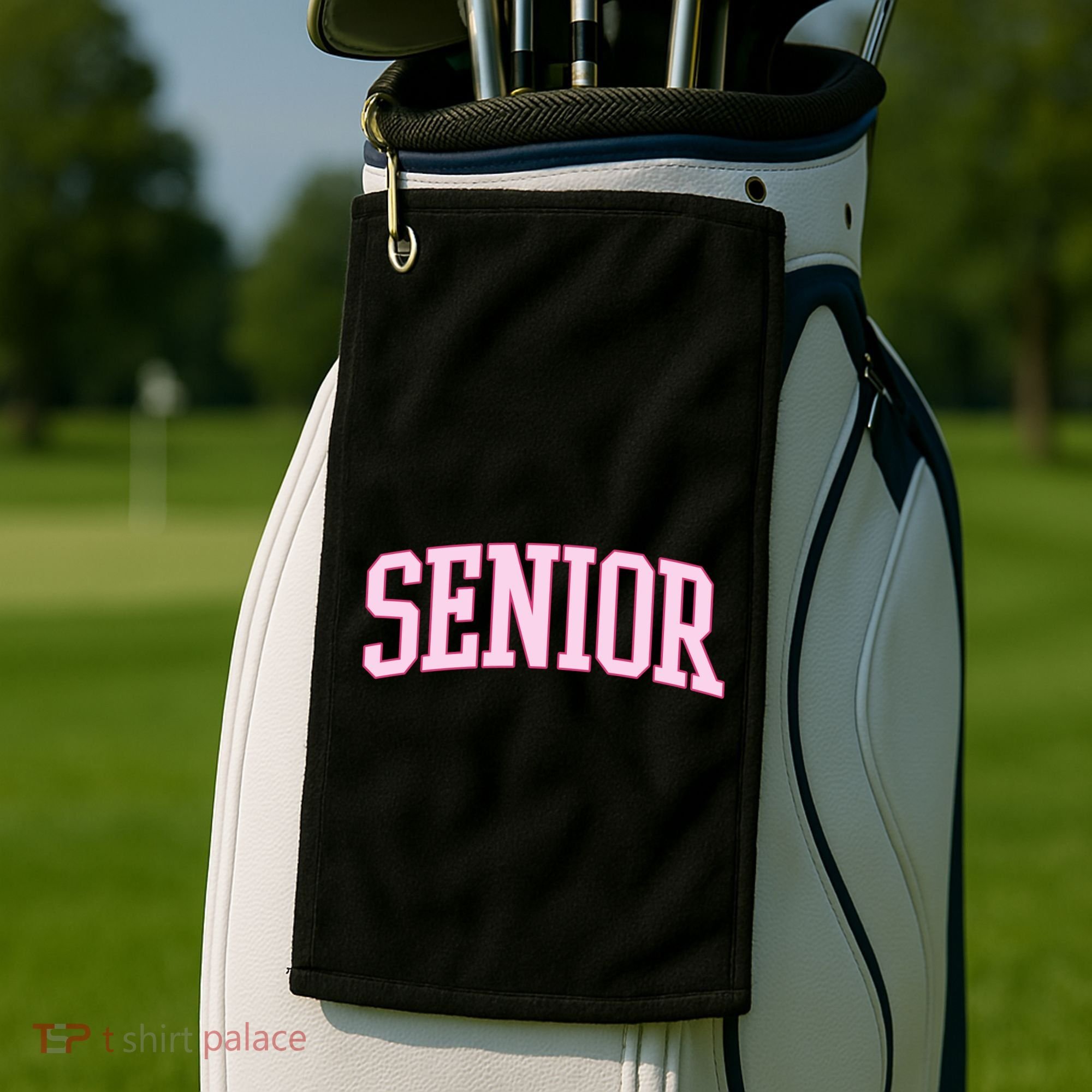 Senior Pink Retro Graduation Golf Towel