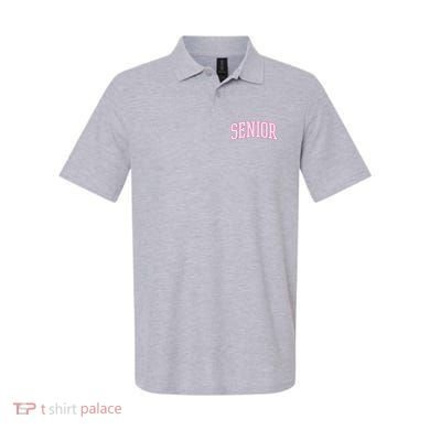 Senior Pink Retro Graduation Polo