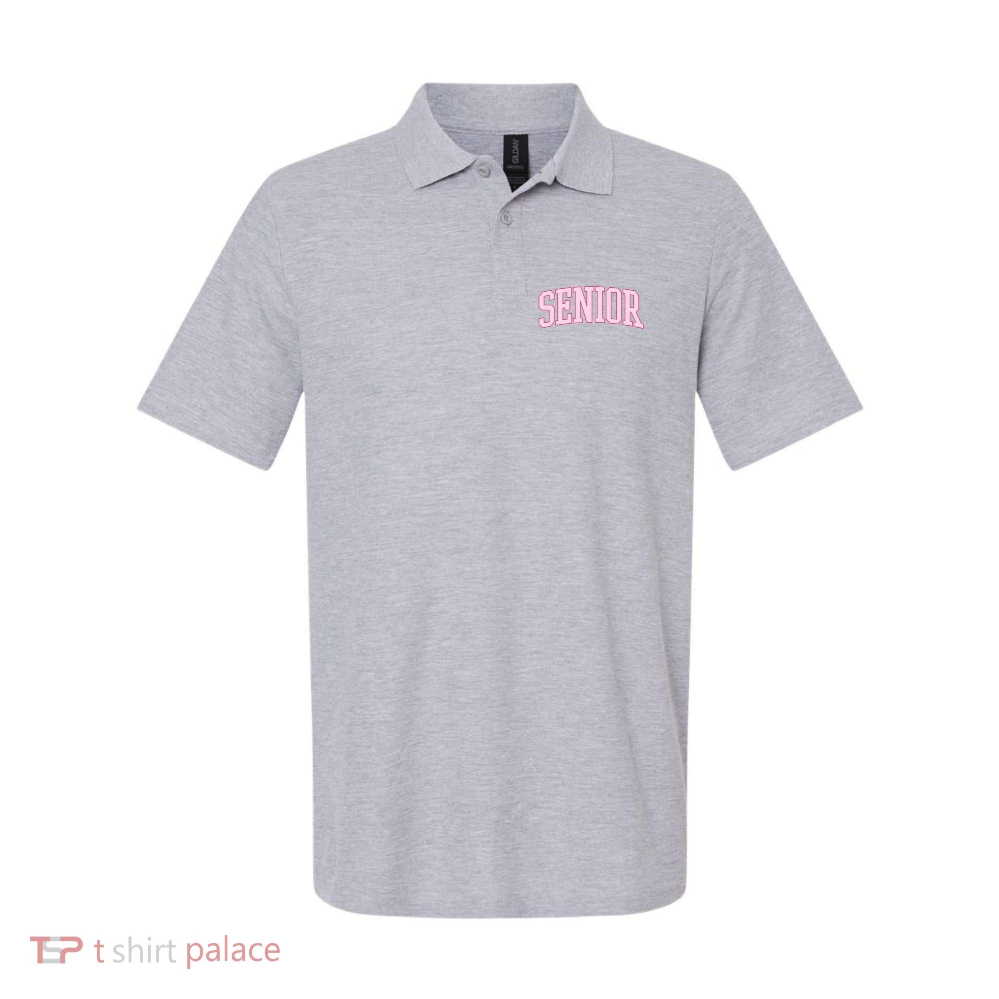 Senior Pink Retro Graduation Polo