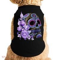 Sugar Purple Rose Skull Floral Doggie Tank thumb 0