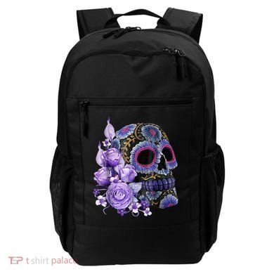 Sugar Purple Rose Skull Floral Backpack
