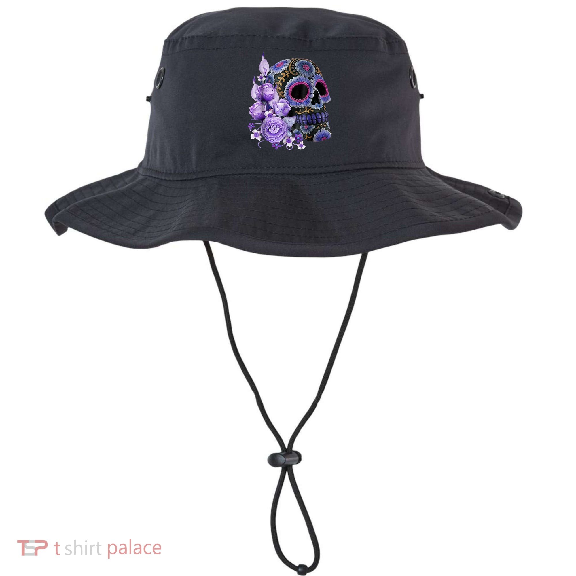 Sugar Purple Rose Skull Floral Bucket Hat