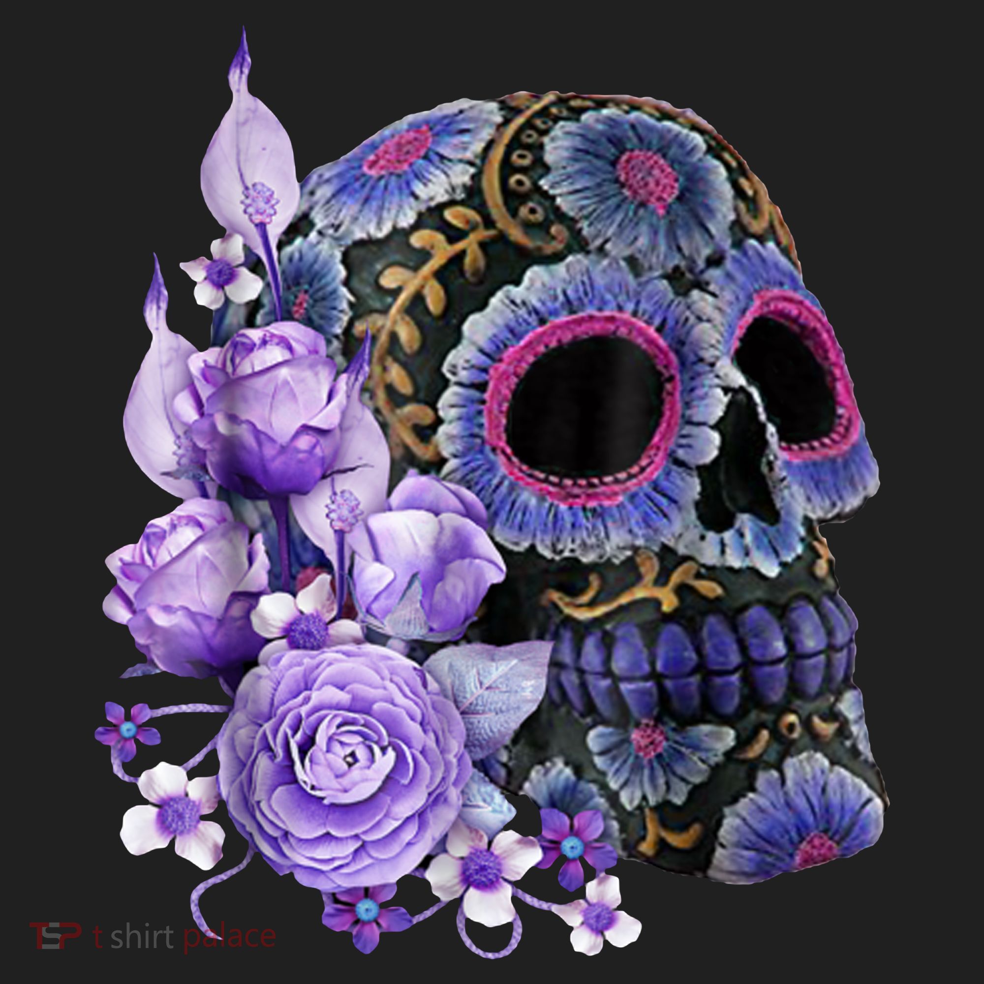 Sugar Purple Rose Skull Floral Beanie