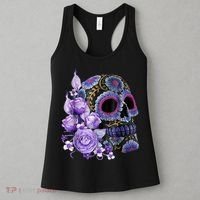 Sugar Purple Rose Skull Floral Women's Tank Top thumb 3