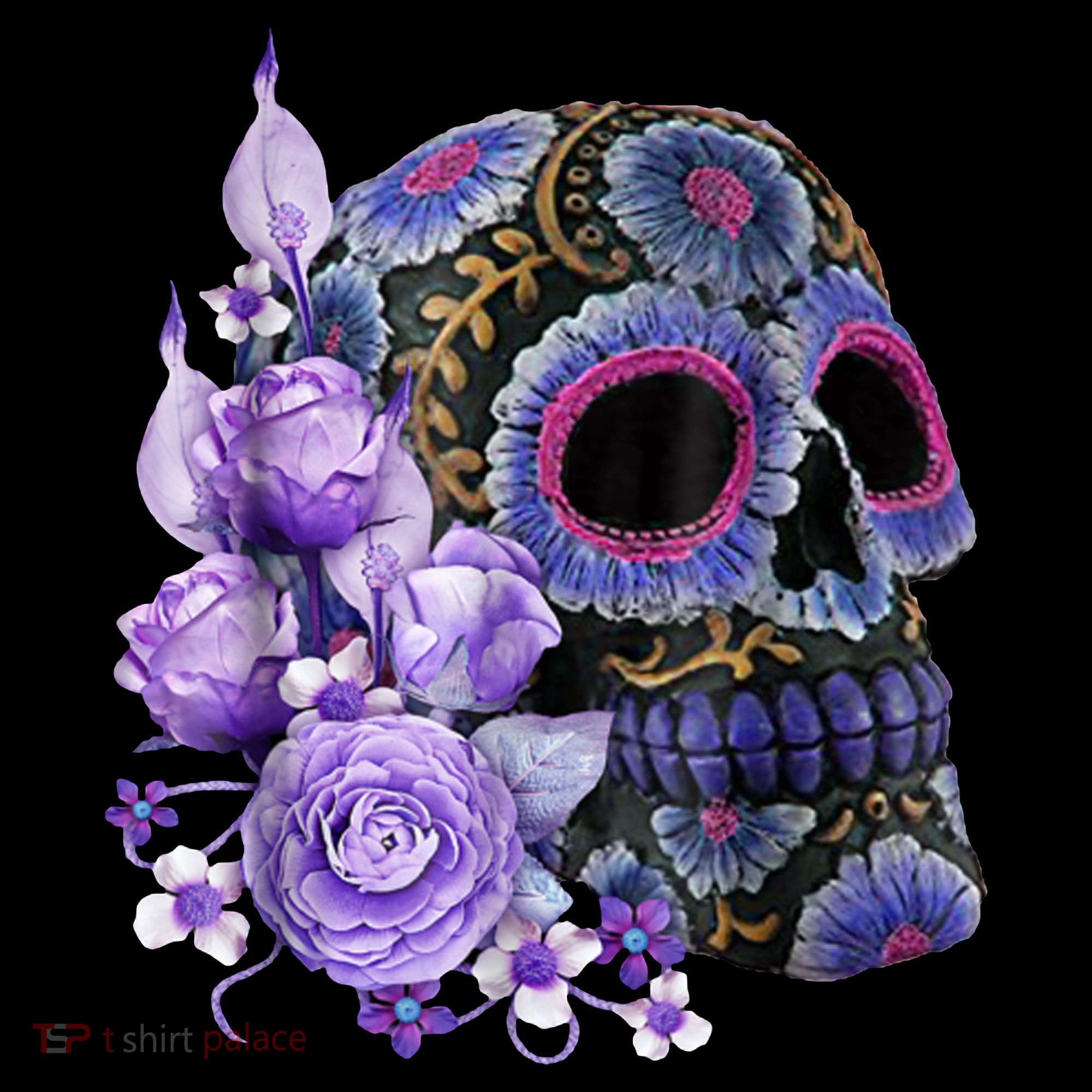 Sugar Purple Rose Skull Floral Women's Tank Top