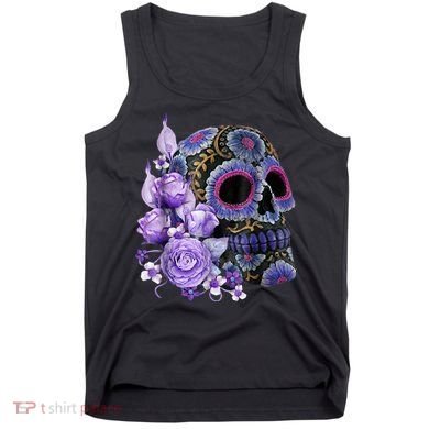 Sugar Purple Rose Skull Floral Tank Top