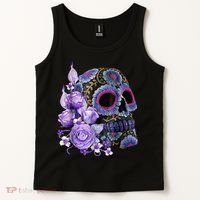 Sugar Purple Rose Skull Floral Tank Top thumb 2