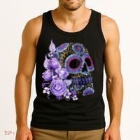 Sugar Purple Rose Skull Floral Tank Top thumb 3