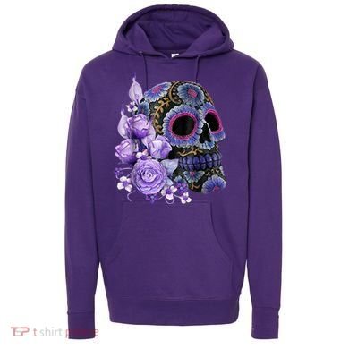 Sugar Purple Rose Skull Floral Hoodie