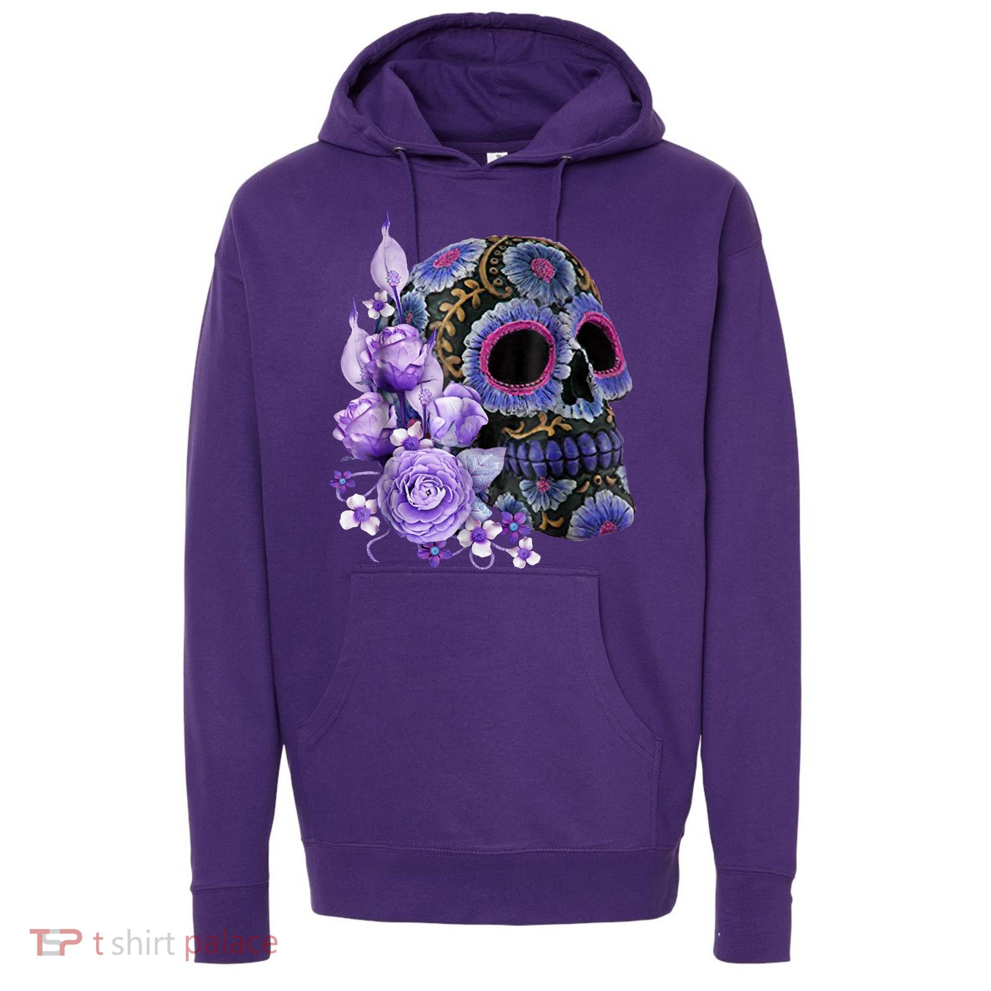 Sugar Purple Rose Skull Floral Hoodie