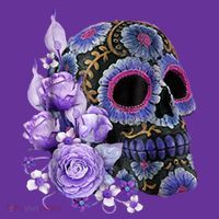 Sugar Purple Rose Skull Floral Long Sleeve Shirt thumb 2
