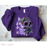 Sugar Purple Rose Skull Floral Sweatshirt thumb 2