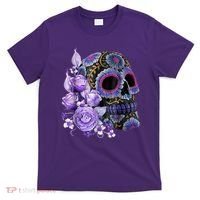 Sugar Purple Rose Skull Floral T-Shirt thumb 0
