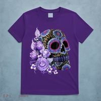 Sugar Purple Rose Skull Floral T-Shirt thumb 5