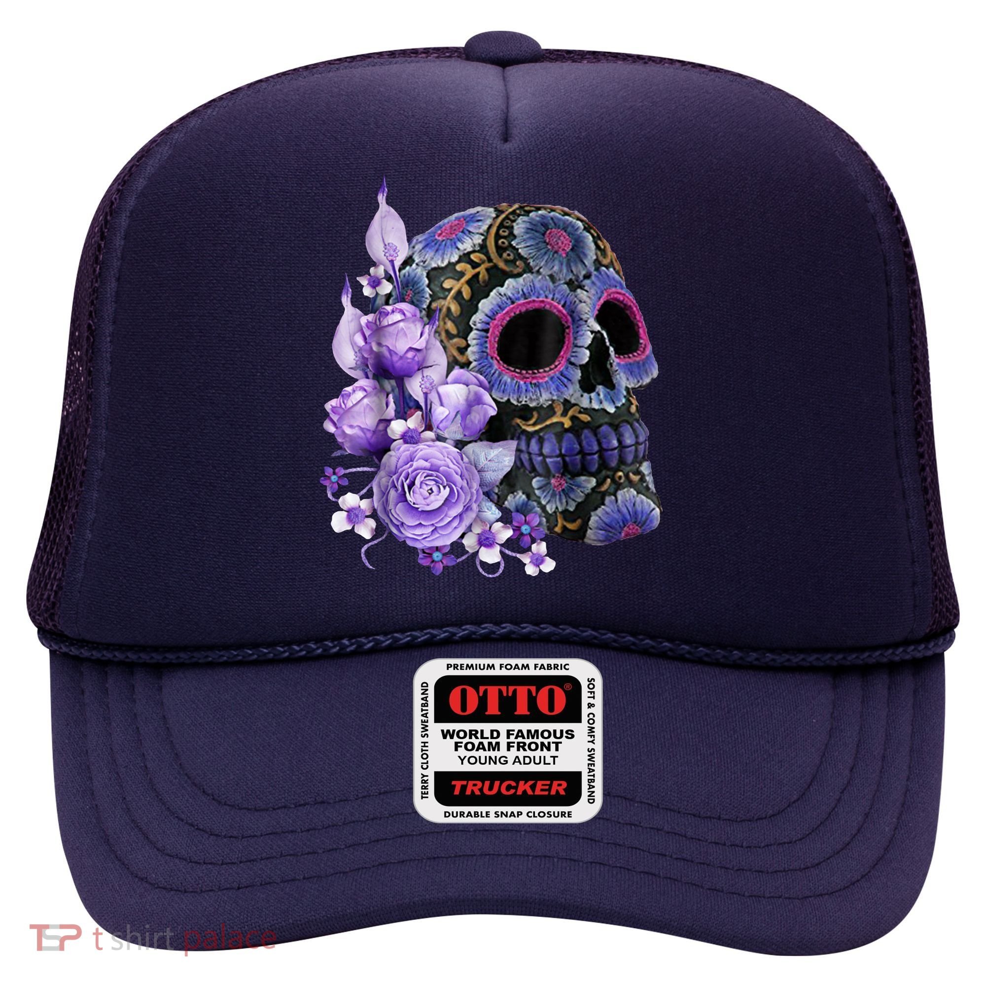 Sugar Purple Rose Skull Floral Hat