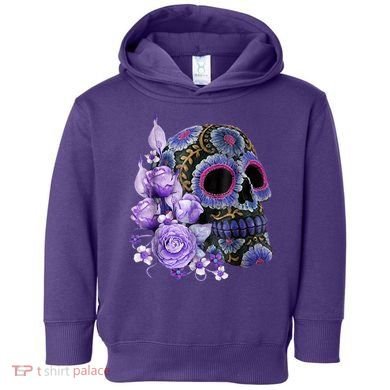 Sugar Purple Rose Skull Floral Toddler Hoodie