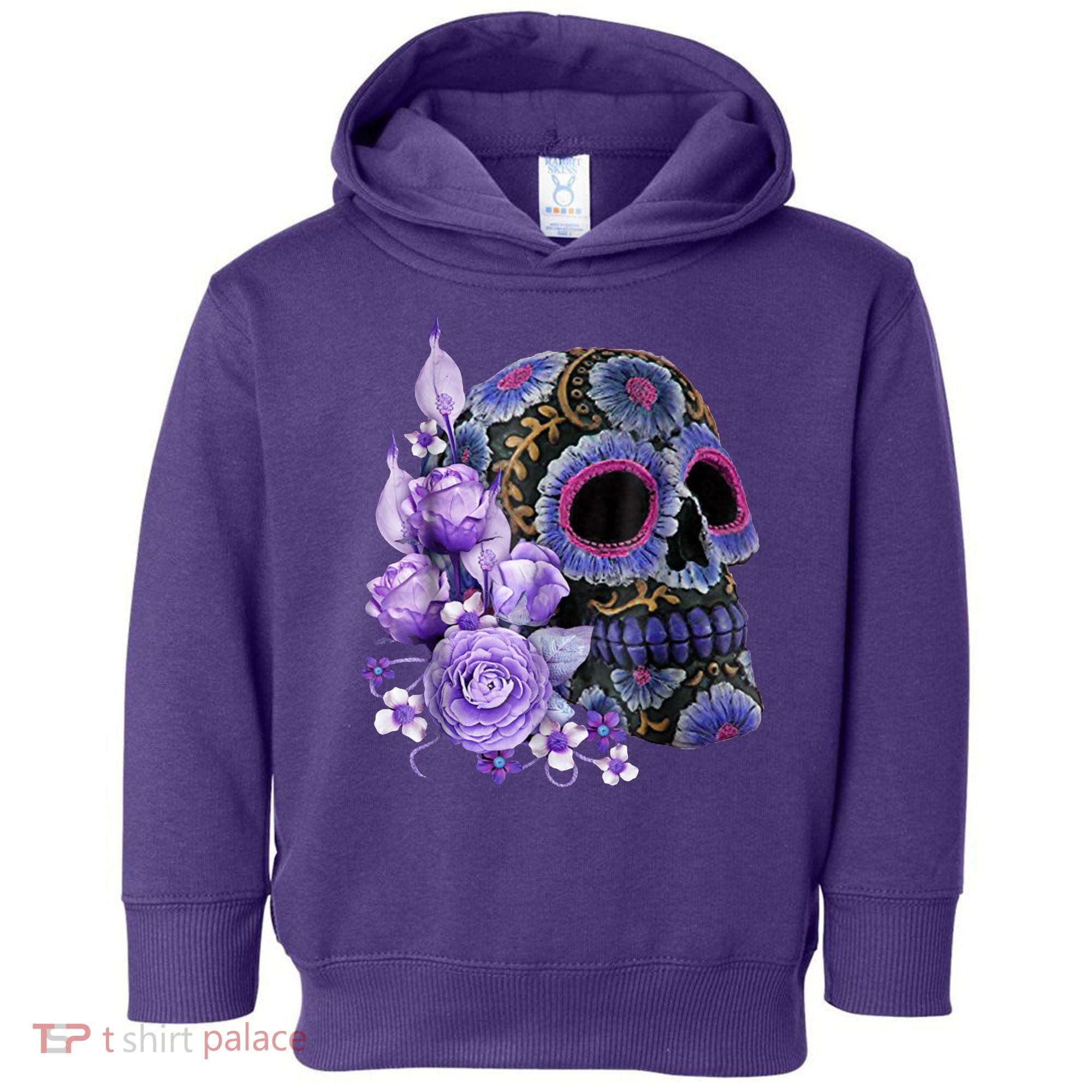 Sugar Purple Rose Skull Floral Toddler Hoodie