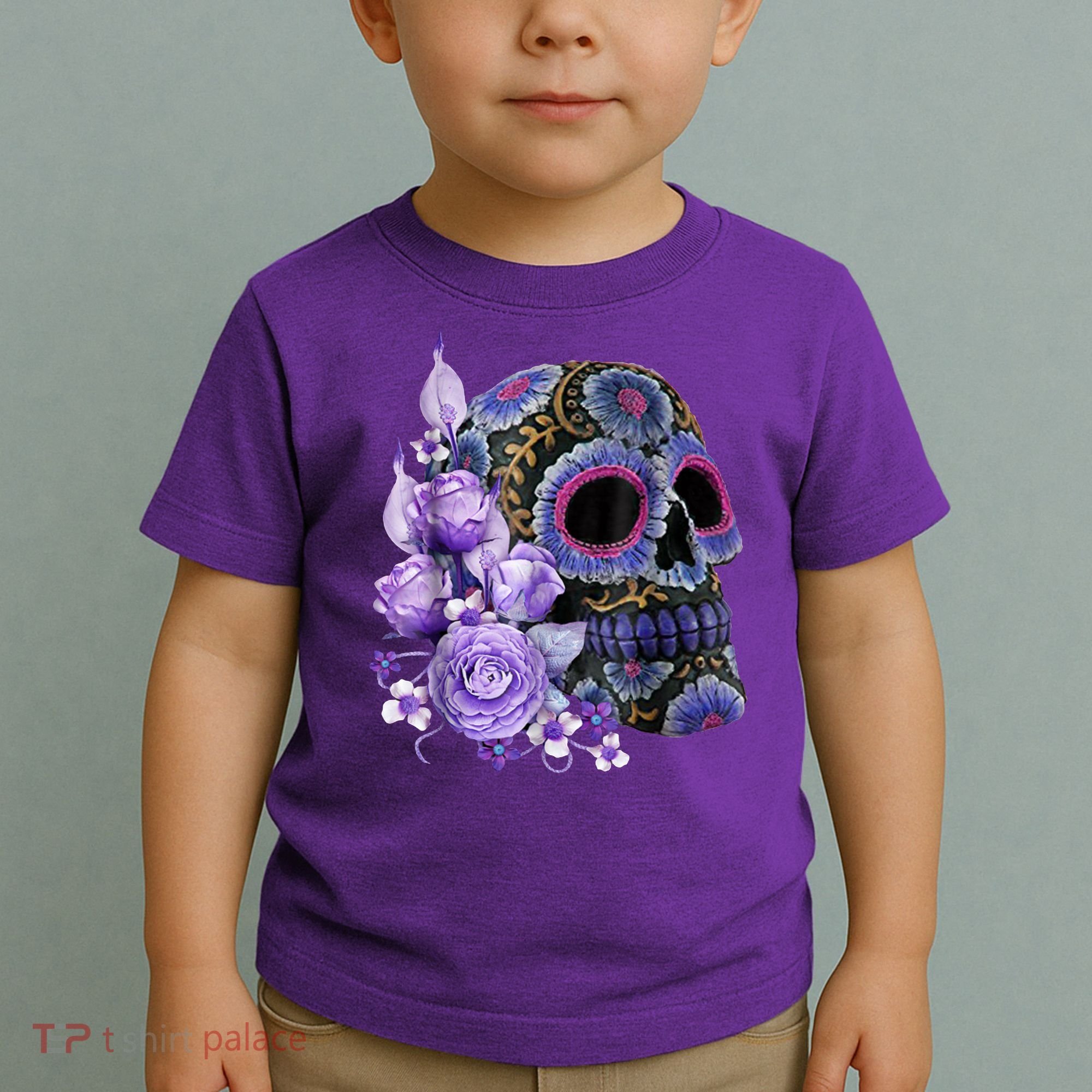 Sugar Purple Rose Skull Floral Toddler T-Shirt