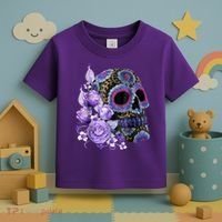 Sugar Purple Rose Skull Floral Toddler T-Shirt thumb 3