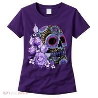 Sugar Purple Rose Skull Floral Women's T-Shirt thumb 0