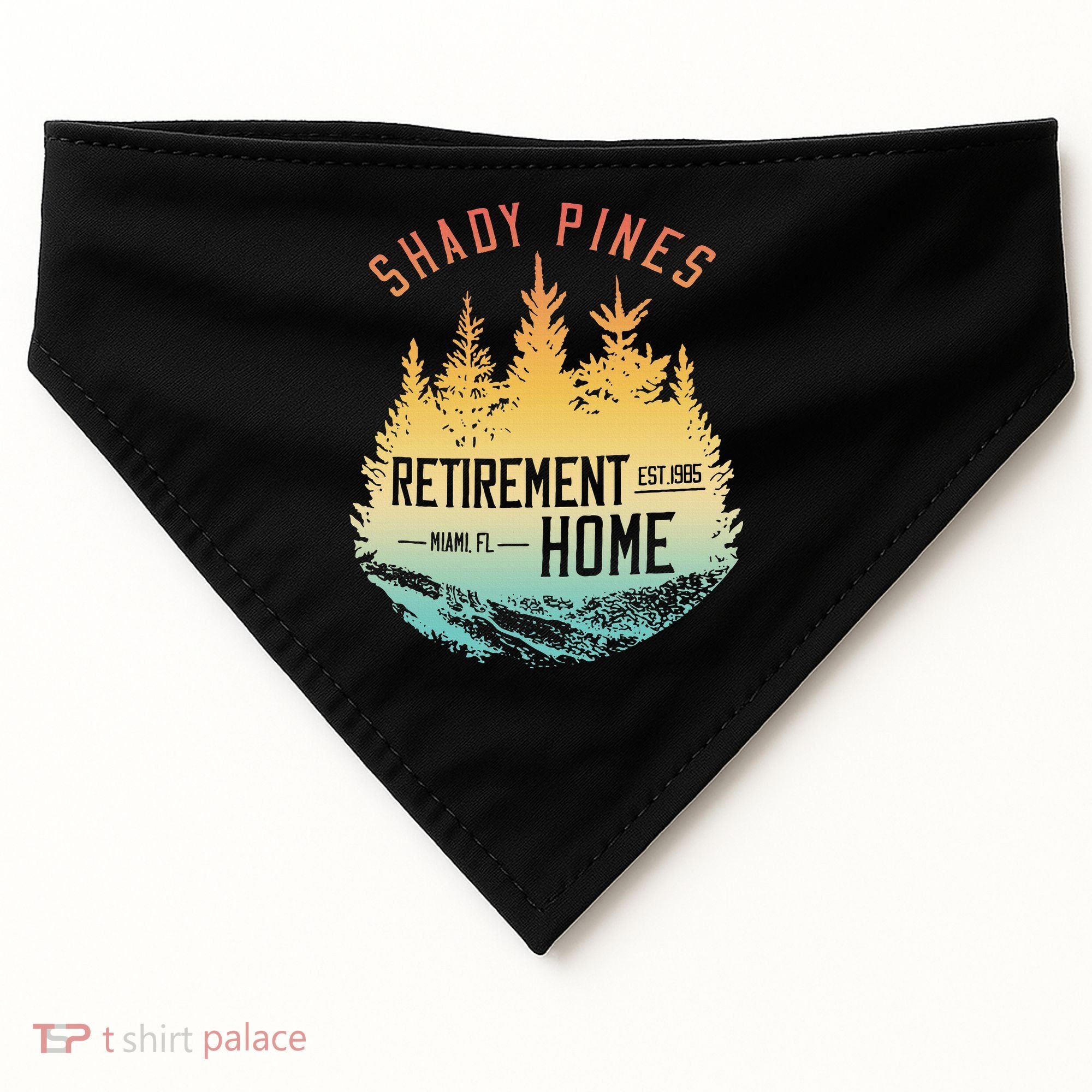 Shady Pines Retirement Est.1985 Miami Fl Home Apparel USA-Made Doggie Bandana