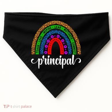 School Principal Rainbow Principal Week Funny Gift USA-Made Doggie Bandana